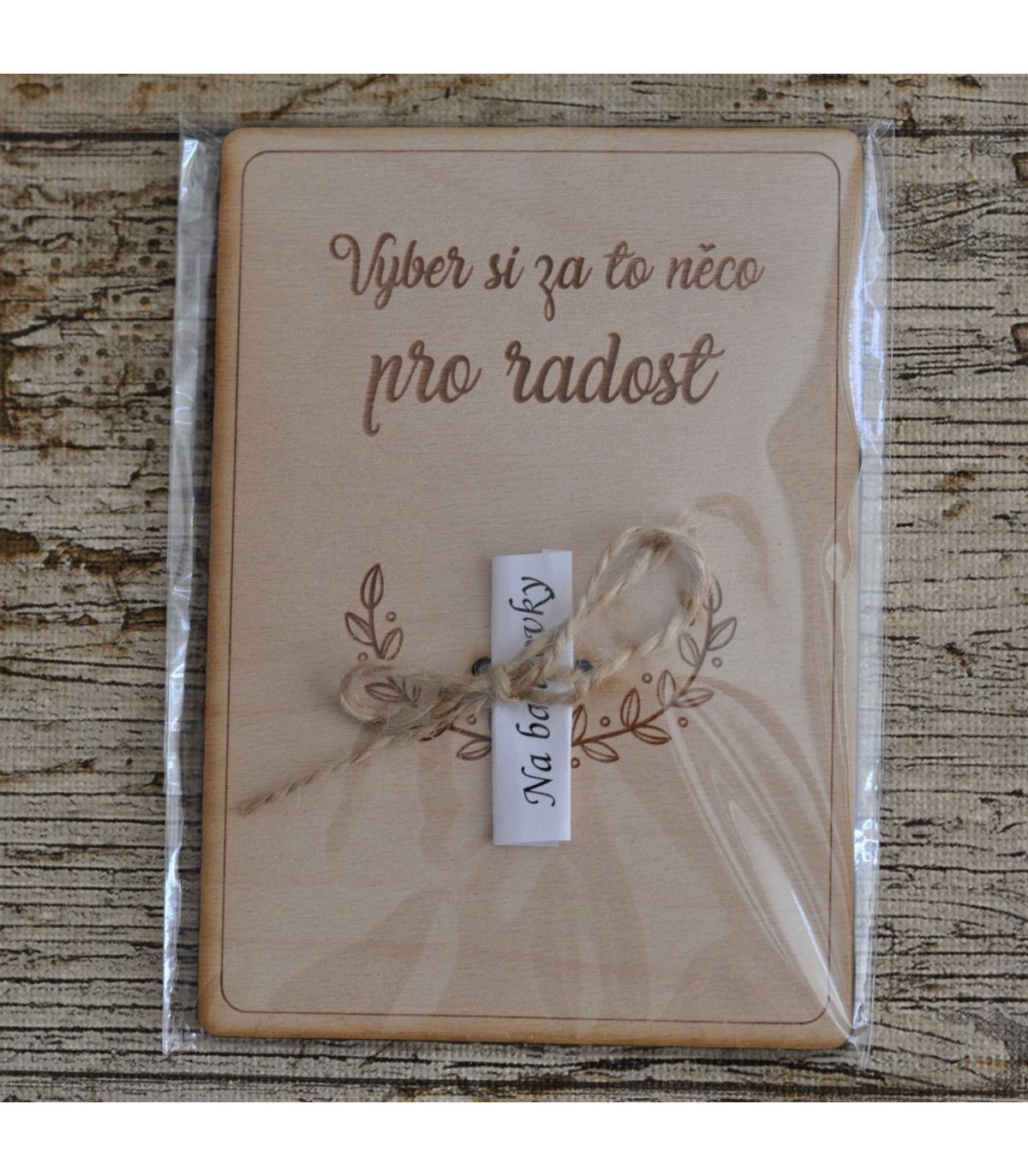 Dřevěné přání na bankovky