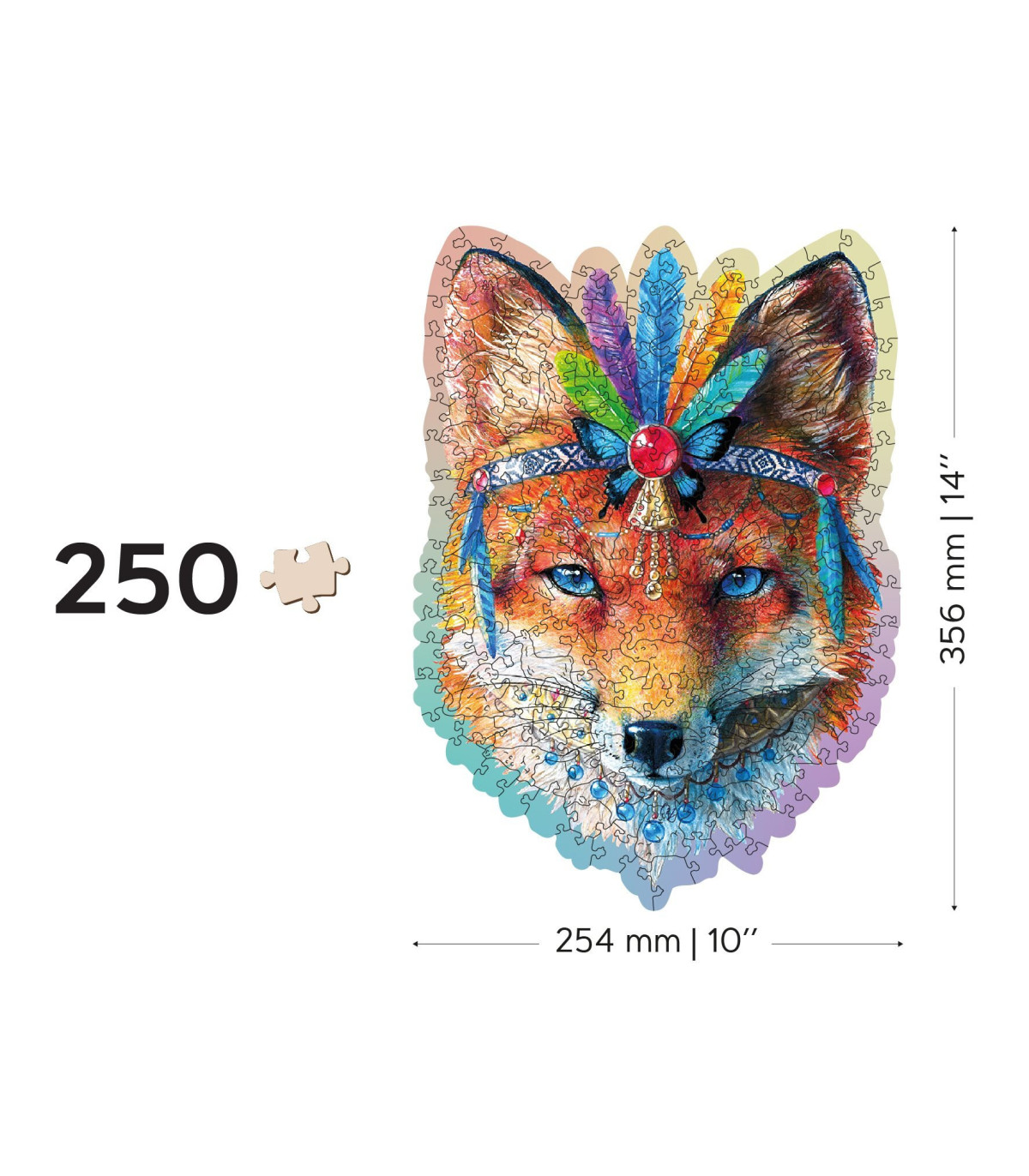 Dřevěné puzzle - Mystická liška - 250 dílků