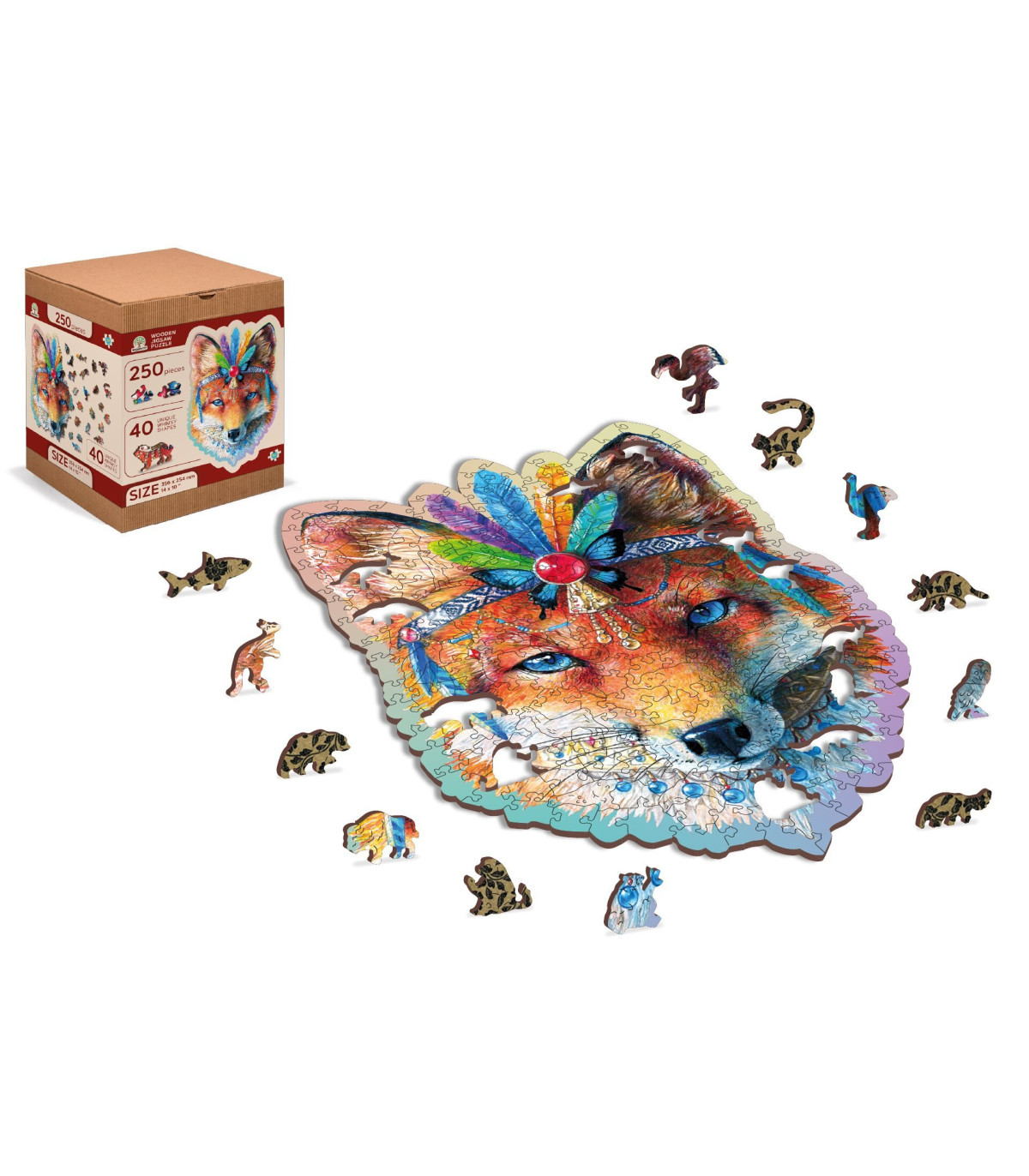 Dřevěné puzzle - Mystická liška - 250 dílků