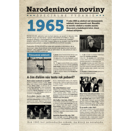 Narozeninové noviny 1974 s vlastním textem