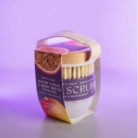 Dárková sada cukrového peelingu a kartáčku – Mango & Passionfruit