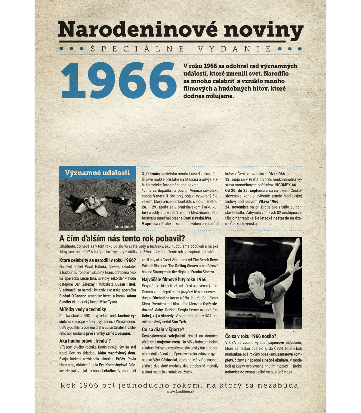 Narodeninové noviny 1966 s vlastnou fotografiou a textom