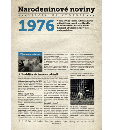 Narodeninové noviny 1976 s vlastnou fotografiou a textom
