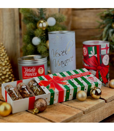 Darčeková sada sypaných čajov „Veselé Vianoce“ | Originálny vianočný darček | Familium.sk