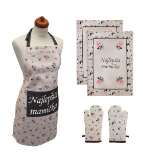 Najlepšia mamička – zástera, chňapka s magnetom a dve utierky