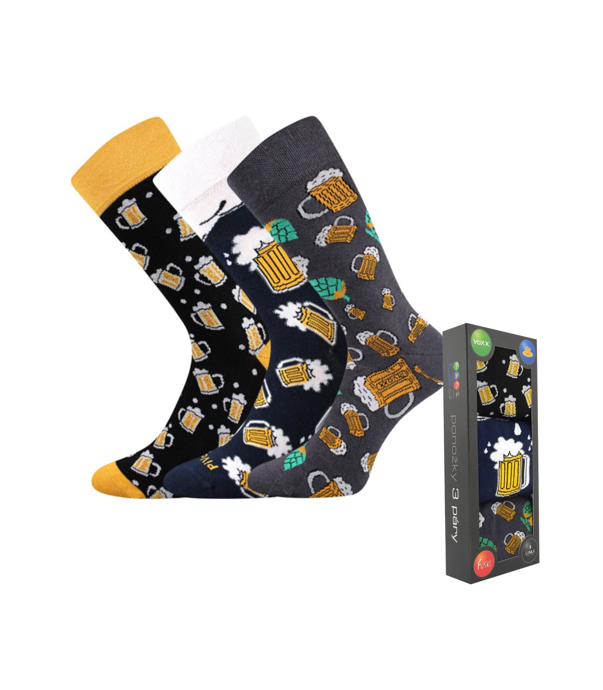 Pánske ponožky s motívom piva 3 páry – originálny darček pre milovníkov piva | Familium.sk
