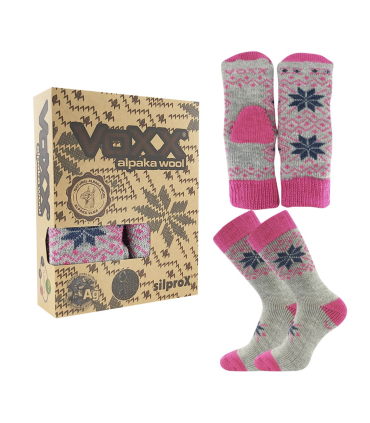 Darčeková sada z merino vlny a alpaky – ponožky a rukavice s nórskym vzorom | Familium.sk