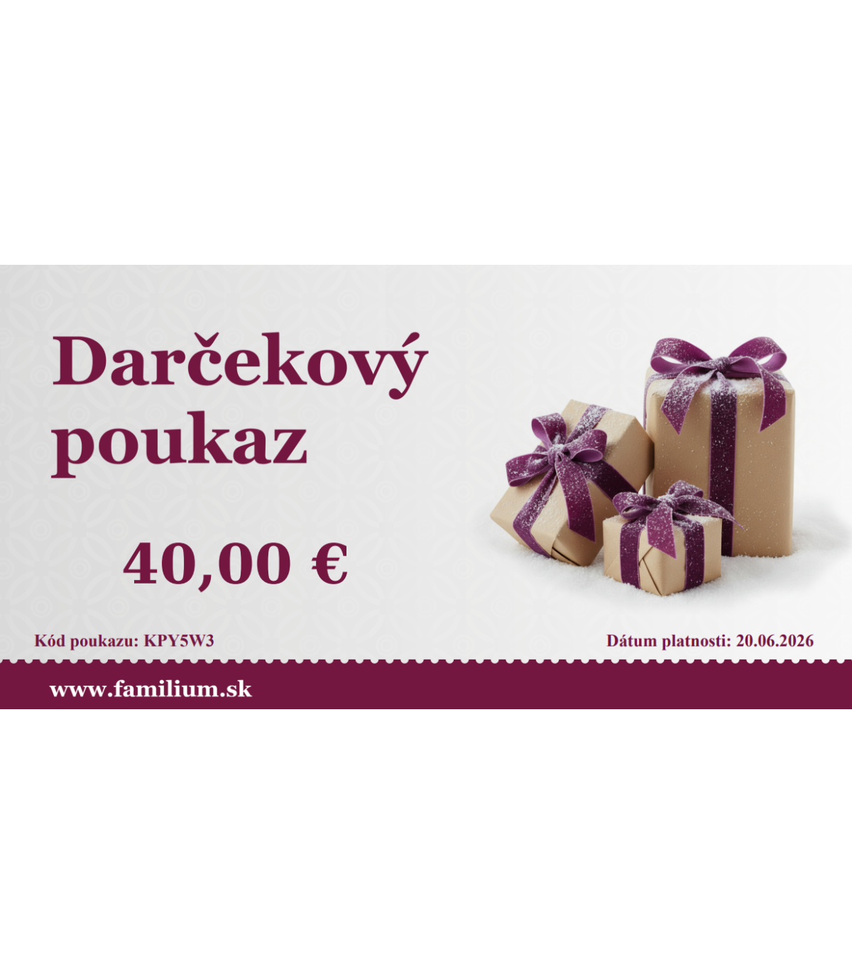 Darčekový poukaz 40 EUR