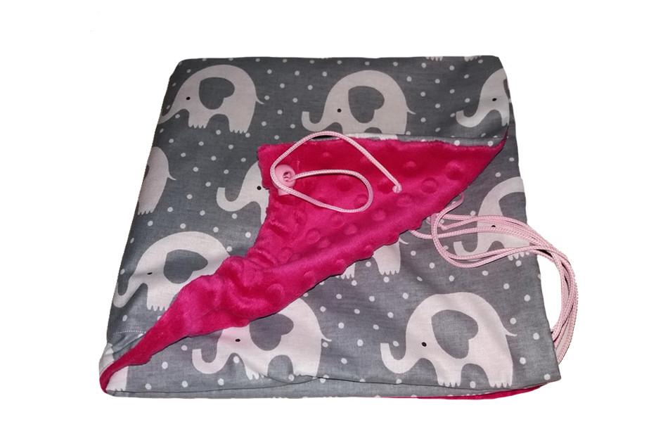 Nekĺzavá obojstranná deka fleece MINKY/ BAVLNA - menšia, Malinová